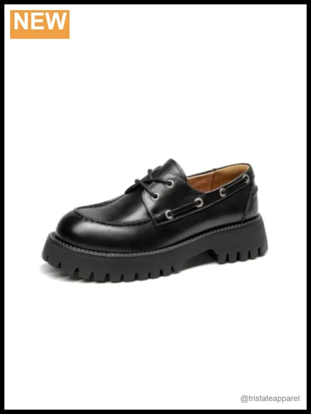 Genuine Leather Platform Oxfords Wingtip Chunky Lug Sole Lace Up Business Casual